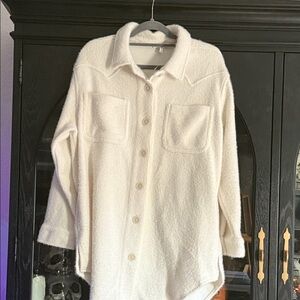 Cream Cozy Button-Up Shirt Jacket